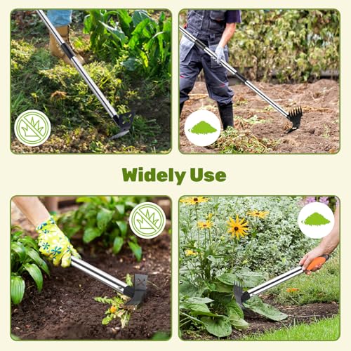 60" Weed Puller Tool with Long Handle and 17" Weeding Tools Gardening Set