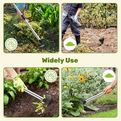 60" Weed Puller Tool with Long Handle and 17" Weeding Tools Gardening Set