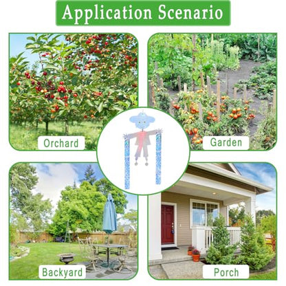 Hanging Bird Scare Reflective Devices, Scarecrow Highly Reflective Bird Deterrents Double-Sided Reflectors Keep Birds Away for Garden, Orchards, Patio, Yard (Scarecrow)