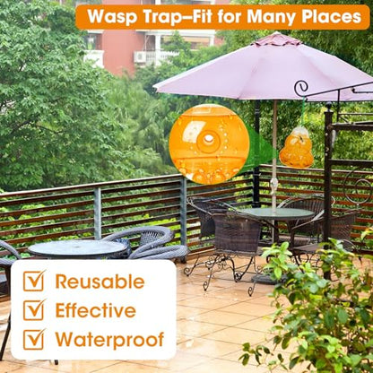 4 Pack Reusable Wasp Traps Outdoor Hanging - color: orange