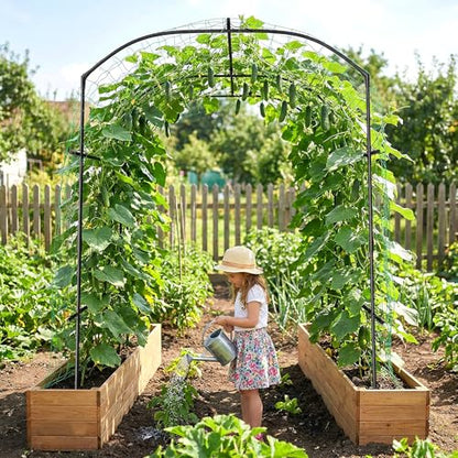 DoCred Garden Arch Trellis, 87''H x 75''L Metal Trellis for Climbing Plants - size: 75" L x 71" W x 87" H