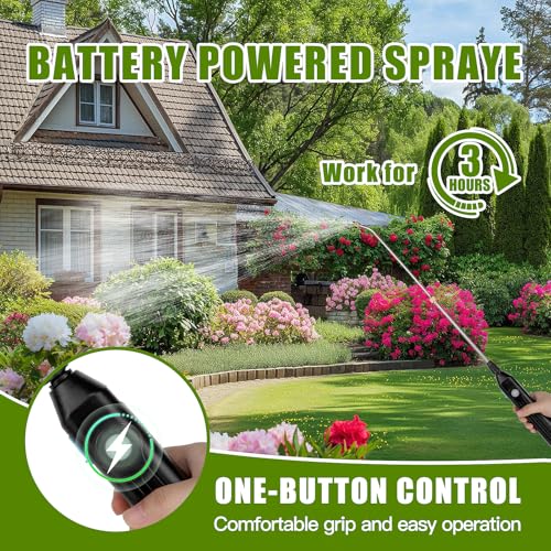 2 Gallon Pump Sprayer Battery Powered, USB Handle & Wand for Lawn & Garden