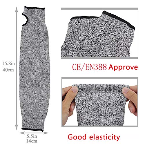 Protective Arm Sleeves, Level 5 Protection Cut Resistant Sleeves with Thumb Hole (Grey) - color: Grey