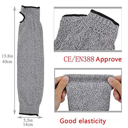Protective Arm Sleeves, Level 5 Protection Cut Resistant Sleeves with Thumb Hole (Grey) - color: Grey