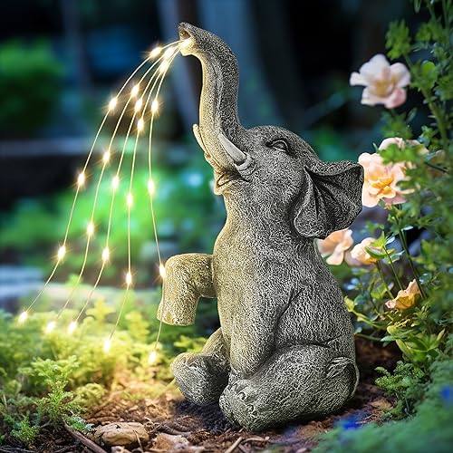 GIGALUMI Elephant Statue Solar Garden Decor Yard Outdoor Gifts for Women - style: Constant Lights Elephant