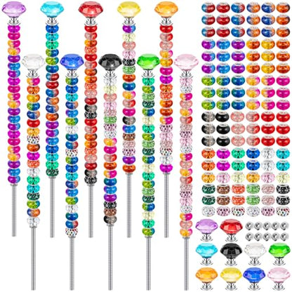 230 Pcs Beaded Garden Stakes DIY Fairy Wand Kit, 12 in - size: 10 IN Diamonds