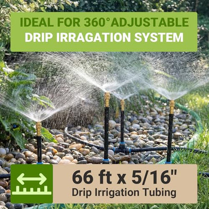 66FT 5/16in Drip Irrigation Hose for 360° Adjustable Drip Irrigation System