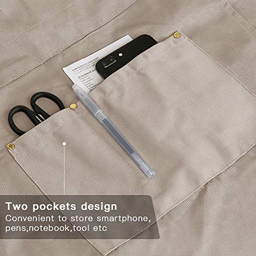 Crossback Apron with Pockets, Apron with Adjustable Straps - color: Beige