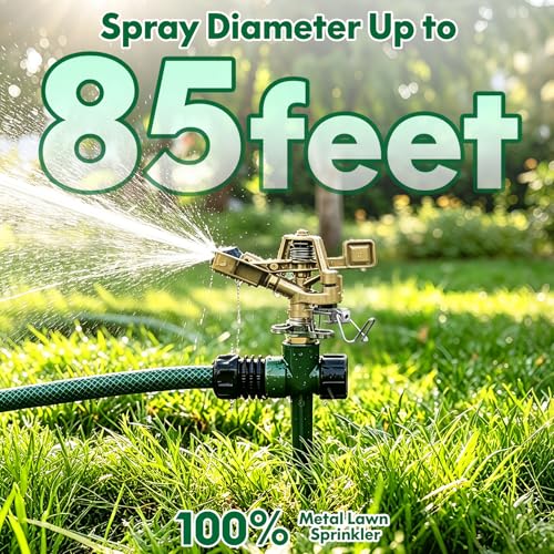2 Pack Metal Impact Sprinkler for Yard, 360° Large Area Coverage