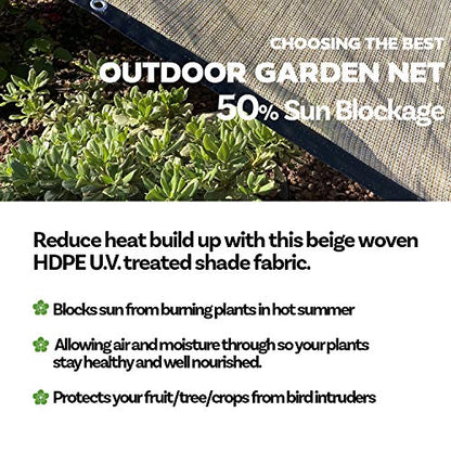Alion Home HDPE 50% Sun Block Garden Netting Mesh - Beige (6'x3'4'', Beige) - color: Beige, size: 6' x 3' 4''