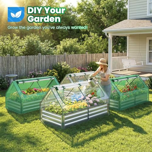 Quictent 6x3x1ft Galvanized Raised Garden Bed with Cover