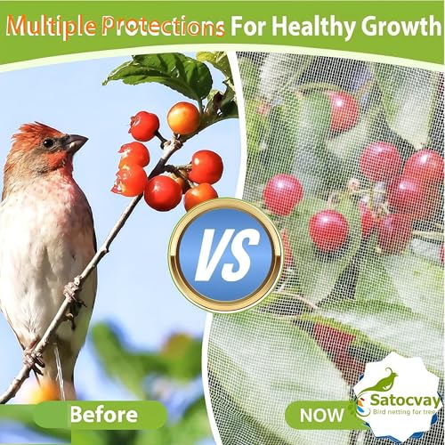 Extra Large Fruit Tree Netting 1pack 12.5×12.2Ft with Drawstring & Zipper - Reusable Plant Protection Bag, Heavy Duty PE Mesh Cover for Blueberry Bushes - Blocks Birds/Deer/Squirrels - size: 12.5×12.2Ft