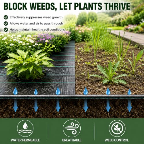 3FTx250FT Weed Barrier Landscape Fabric Heavy Duty 5oz Pro Ground Cover Mat - size: 5oz-3ftx250ft