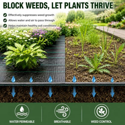 4FTx250FT Weed Barrier Landscape Fabric Heavy Duty 5oz Pro Ground Cover Mat - size: 5oz-4ftx250ft