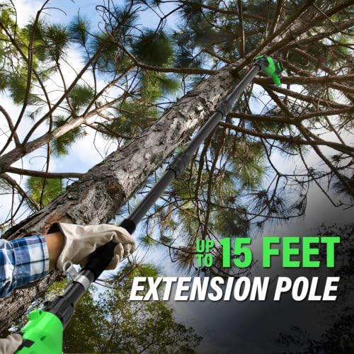 SOYUS 2-in-1 8-Inch Pole Saw and 18-Inch Pole Hedge Trimmer 2.0Ah Battery - color: Forest Green