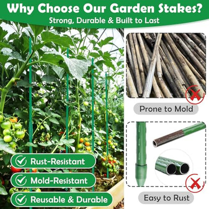 117 PCS Garden Stakes, Fiberglass Tomato Stakes, Garden Sticks - size: 35 Packs