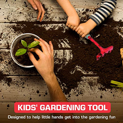 Rugg Kids Garden Hand Hoe, Mini Digging Tool with Wooden Handle, Gardening Tool for Children, Red - color: Hand Hoe