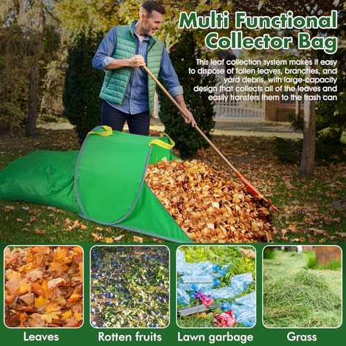 Leaf Collector with Extension Lawn Bags,Portable Pop Up Leaf Bag,Thickened Leafs Scoops,Reusable Yard Garden Bags for Leaves and Trash (2 Pack)