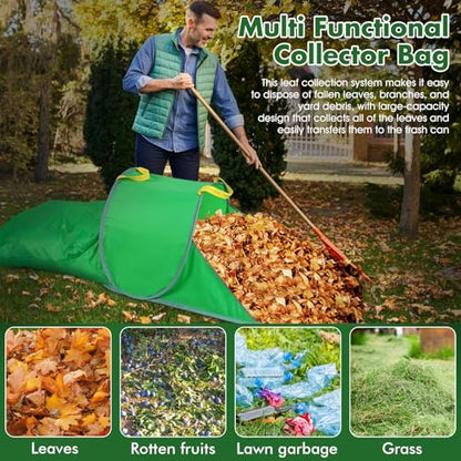 Leaf Collector with Extension Lawn Bags,Portable Pop Up Leaf Bag,Thickened Leafs Scoops,Reusable Yard Garden Bags for Leaves and Trash (2 Pack)