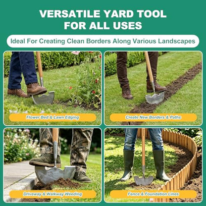 Manual Lawn Edger Tool, 39’’ Stainless Steel Half Moon Edger