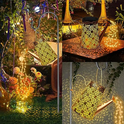 Forlivese 2PCS Solar Watering Can with Lights, Hanging Solar Garden Lights - size: 36LED