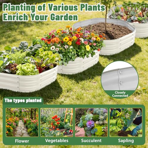 48" Diagonal,17" Tall Steel Hexagon Raised Garden Bed/ Planter Box White - color: Cream White, size: 4FT X 1FT