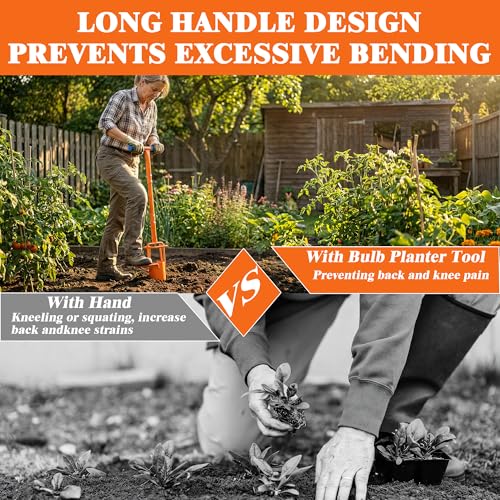 glorousamc Bulb Planter, Weeder, Sod Plugger, Flower Planting, Soil Sampler-5-IN-1 Lawn Tool and Garden Tool - Enhanced Bottom Edge for Easier Penetration, 33.5 Inch（A）
