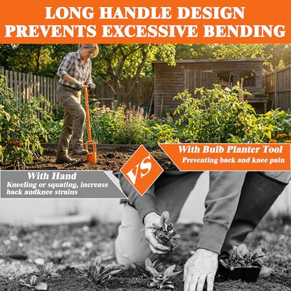 glorousamc Bulb Planter, Weeder, Sod Plugger, Flower Planting, Soil Sampler-5-IN-1 Lawn Tool and Garden Tool - Enhanced Bottom Edge for Easier Penetration, 33.5 Inch（A）
