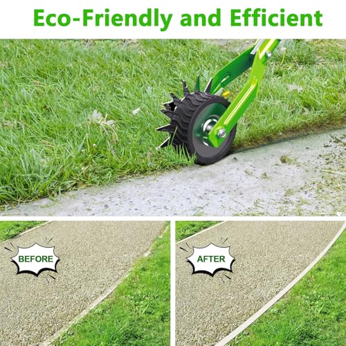 Edger Lawn Tool - 67 inch Wheel Rotary Lawn Edger with Adjustable Stainless Steel Handle, Grass Edge Trimmer for Sidewalks, Driveways & Landscaping (Green) - color: Green