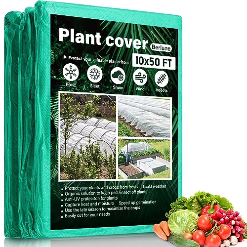 Berlune Frost Blanket Plant Covers for Freeze Winter, 10 ft x 50 ft, Green