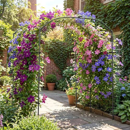 DoCred Garden Arch Trellis, 87''H x 75''L Metal Trellis for Climbing Plants - size: 75" L x 71" W x 87" H