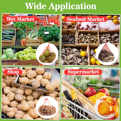 Sukh 90PCS Mesh Produce Bags - 24Inch Vegetable Storage Net Bags Red - color: Red
