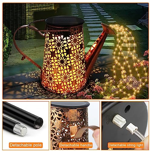 Forlivese 2PCS Solar Watering Can with Lights, Hanging Solar Garden Lights - size: 36LED
