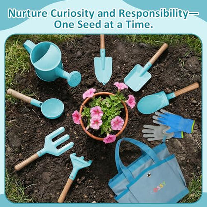 Cossy 13 PCS Kids Gardening Set,Garden Tool Kit for Kids and Toddlers - color: Blue