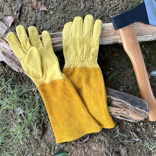 Thorn Proof Gardening Gloves, 100% Cowhide Comfortable Breathable for Rose Pruning, Cactus Handling and Gardening - size: Medium(1 pair)