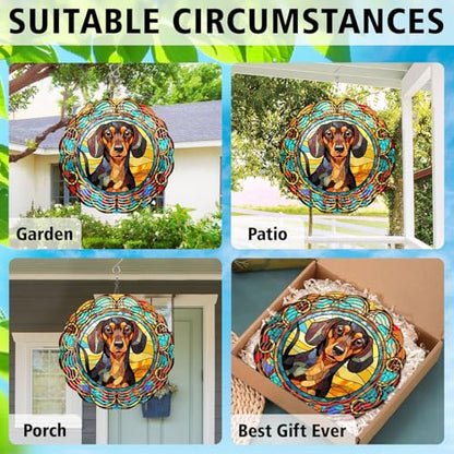 Dachshund Yard and Garden Wind Spinner, Unique 3D Hanging Dachshund Wind Spinner - color: Dachshund