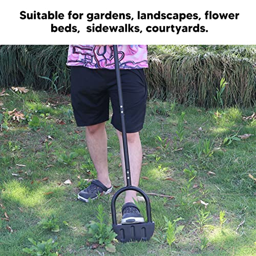 Half Moon Edger Lawn Tool, Manual Step Edger Saw Tooth Garden Hand Edging Shovel with Steel Long Handle for Yard Landscaping Borders Sidewalk Driveways Cable Burying Maintenance Flower Beds Grass
