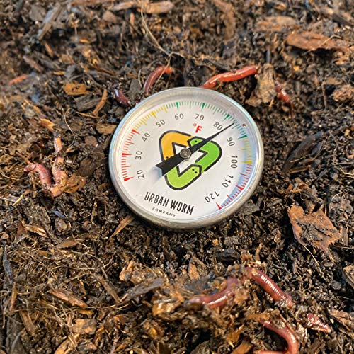 Urban Worm Soil Thermometer - 5-in Stainless Steel Stem - Perfect for Gardening & Worm Bin