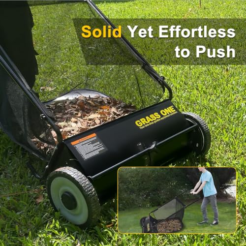 26 Inch Push Lawn Sweeper with 7 Cu.Ft Collection Bag