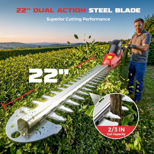 Ecarke Pole Hedge Trimmer Compatible with Milwuakee 18V (Tool Only) - color: Red