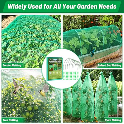 Garden Mesh Netting Kit, 7 Sets Garden Hoops with 10x30 ft Garden Covers - color: Green