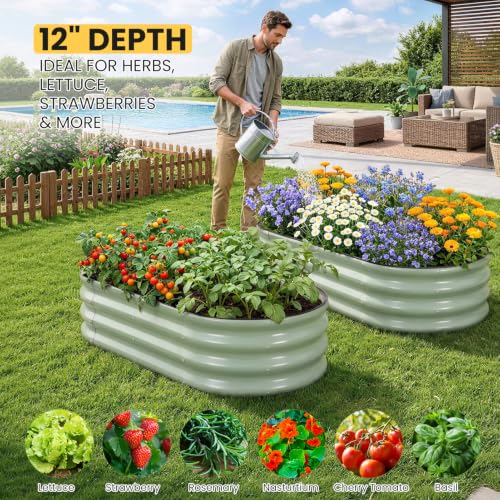 Galvanized Raised Garden Bed Outdoor, 4x2x1FT Planter Box, PeaGreen - color: Pea Green, size: 4x2x1ft (1 PC)