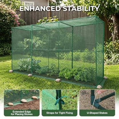Aoodor 12x4x6 FT Crop Cage for Garden - size: 12x4x6 FT