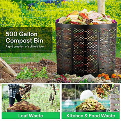 VIVOSUN 500 Gallon Outdoor Compost Bin, Expandable Composter - size: 500 Gallon