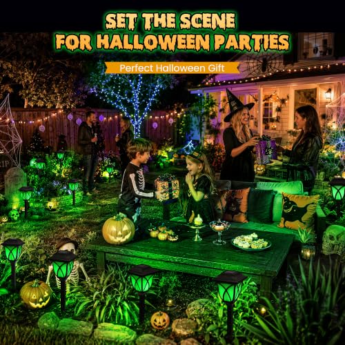 GIGALUMI Solar Halloween Lights Outdoor, LED Solar Pathway Lights 8 Pack - color: Green, size: 8 Pack