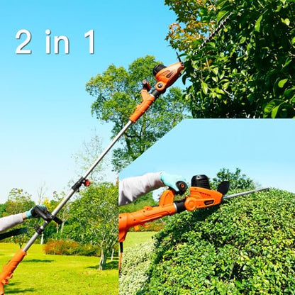 GARCARE 2 in 1 Hedge Trimmer Corded 4.8A Telescopic Pole Hedge Trimmer