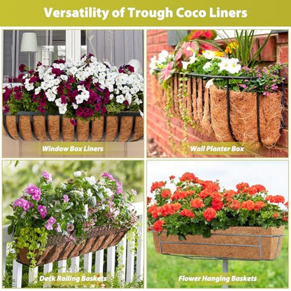 Legigo 2 Pack Rectangle Coco Liners for Planters- 36 Inch Window Box Liners - size: 36 Inch
