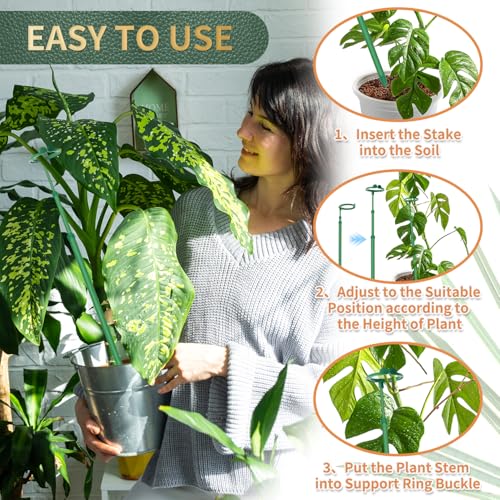 Telescoping Plant Stakes, 3Pcs 17.9IN to 42.3IN Adjustable Monstera Support - size: 42.3Inches 3Pack