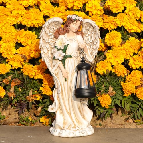 Garden Angel Statue, Solar Garden Angel Statues for Outside with Lantern - color: Lantern