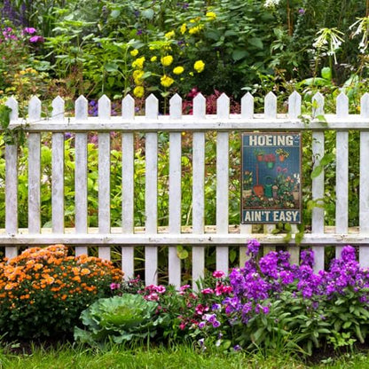 8x12″ Gardening Sign | Funny Garden Decor, Hoeing Ain't Easy, 2485 - style: Hoeing Ain't Easy